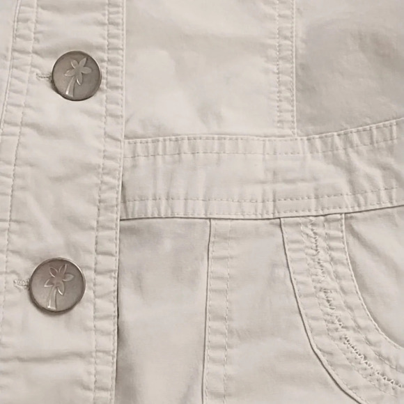 Kulu B Safari Shirt Shacket Fitted Cotton Stretch Palm Tree Buttons Small - Picture 8 of 13